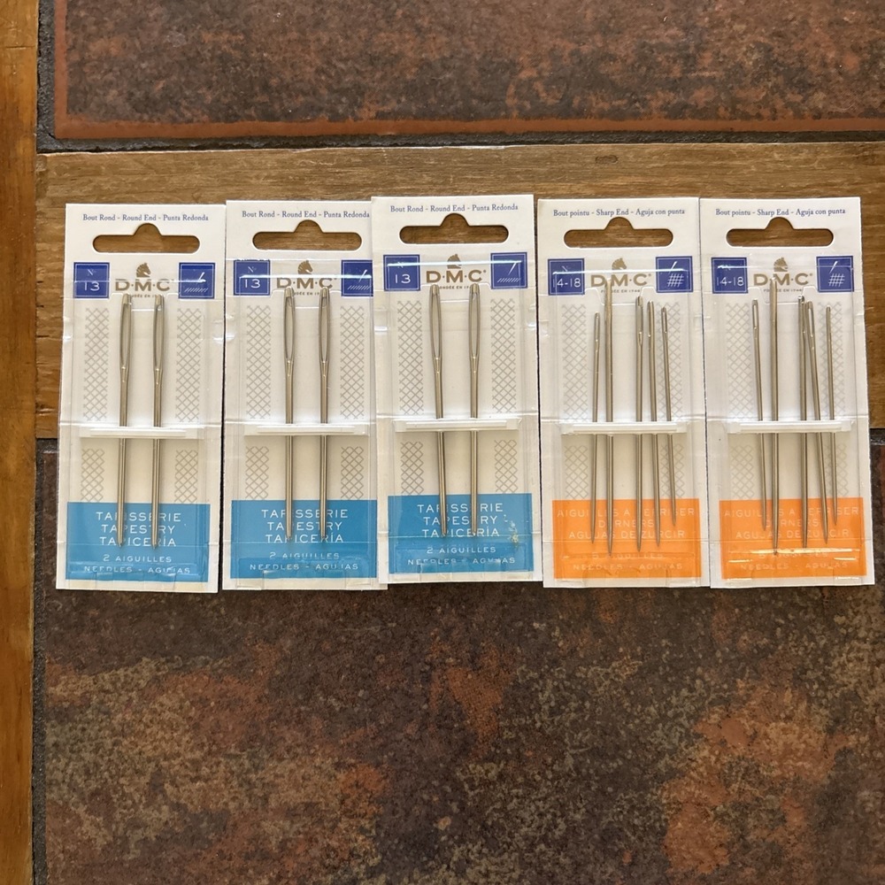 DMC‎ Tapestry Needles Lot Size 14 Round Tip & 14-18 Sharp Tip - 5 Unopened Packs